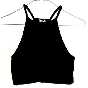 BOZZOLO Rib Knit Cropped Tank Top SZ S Black